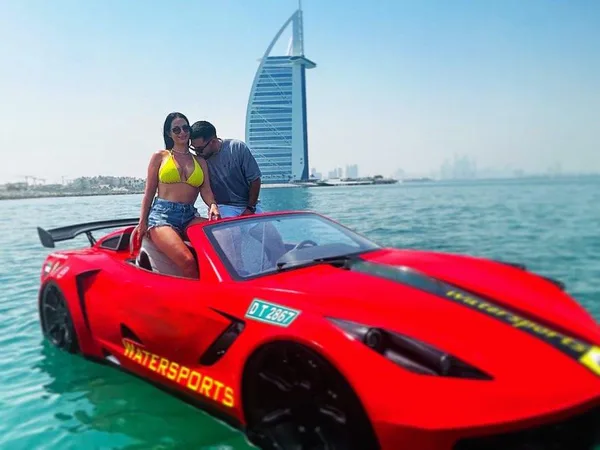 Jet Car Dubai — gold Jet Car on the water in Dubai Marina — photo 6