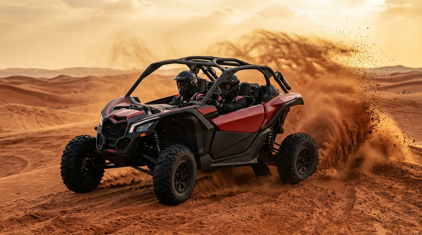 Dune buggy driving through the Dubai desert